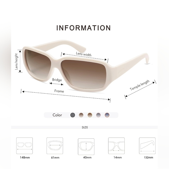 Women's Sunglasses, Rectangle Polarized With UV Protection, NEW - Picture 3 of 6